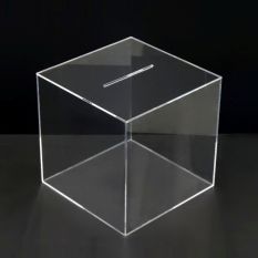 Plexiglas kubus | 200x200x200mm | 2 Deksels, met én zonder gleuf | 4mm